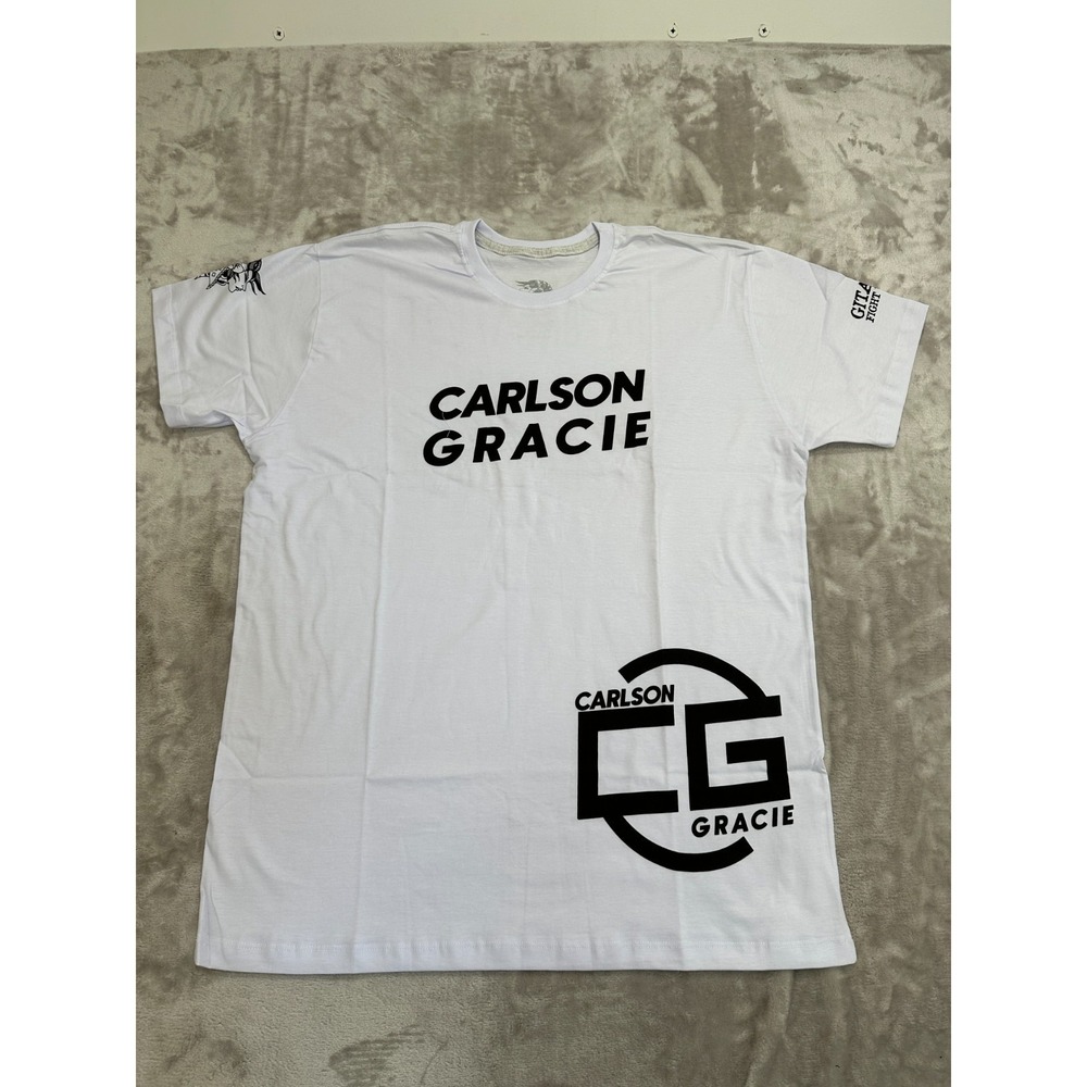 Carlson Gracie Jiu Jitsu T-Shirt Mens Sz Large White Short‎ Sleeve Crew Neck New